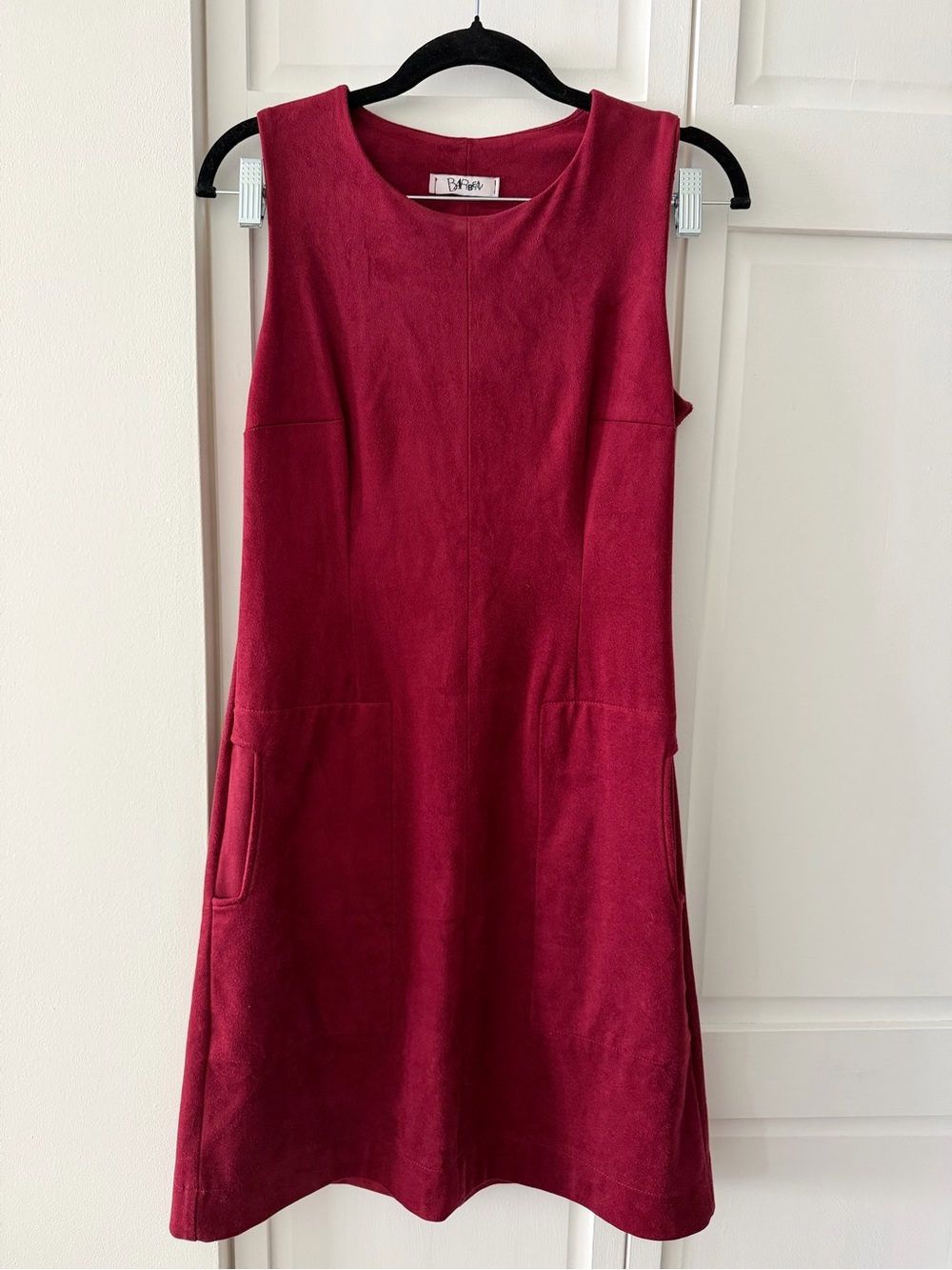 Vintage Barbeau Montreal Genuine Suede Mod Shift Dress Pockets Burgundy M